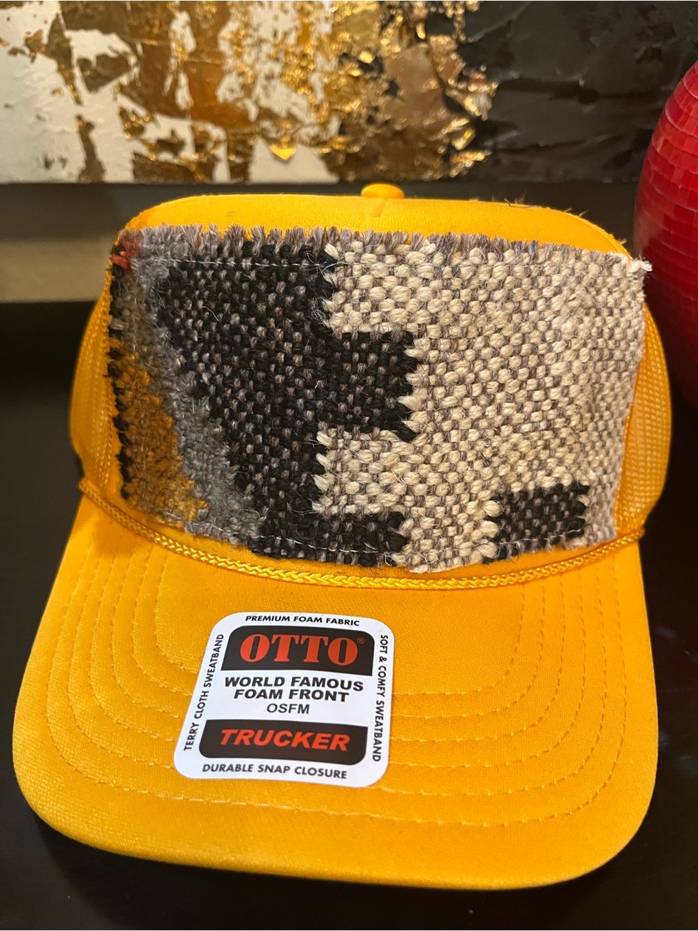 OTTO Yellow Trucker Hat with Woven Patch
